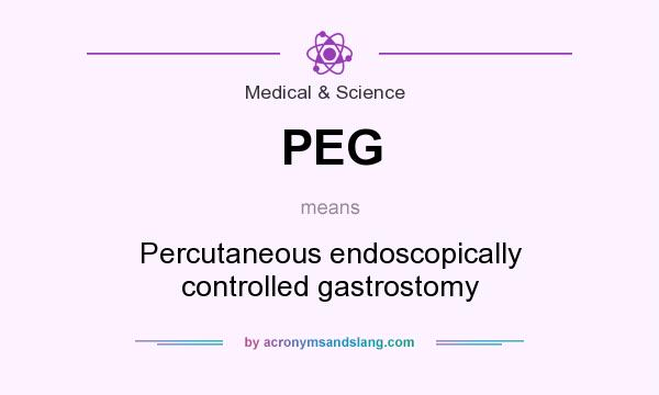 What does PEG mean? It stands for Percutaneous endoscopically controlled gastrostomy