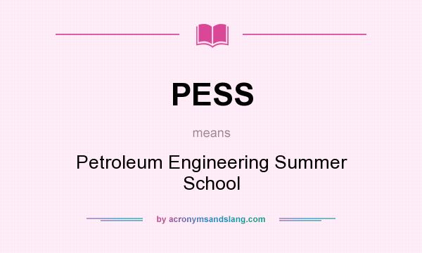 What does PESS mean? It stands for Petroleum Engineering Summer School