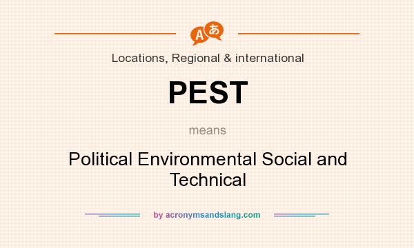 What does PEST mean? It stands for Political Environmental Social and Technical