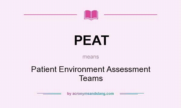 What does PEAT mean? It stands for Patient Environment Assessment Teams