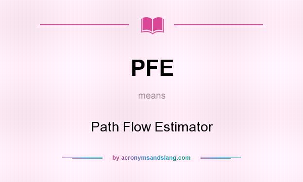 What does PFE mean? It stands for Path Flow Estimator