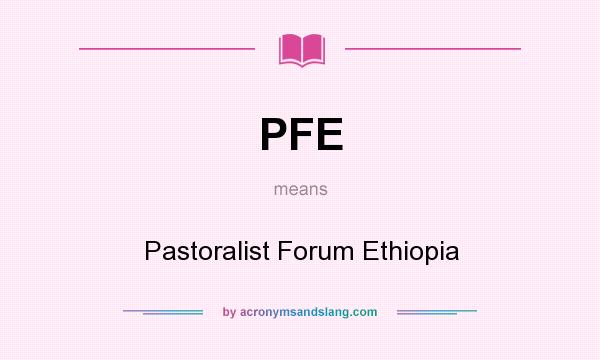 What does PFE mean? It stands for Pastoralist Forum Ethiopia