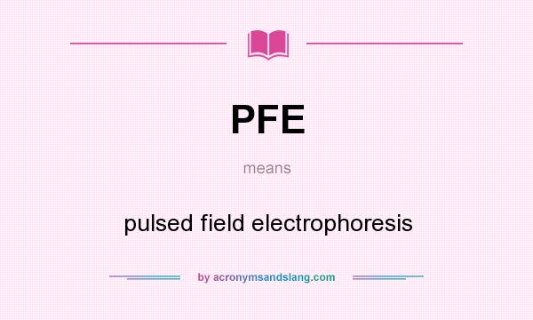 What does PFE mean? It stands for pulsed field electrophoresis