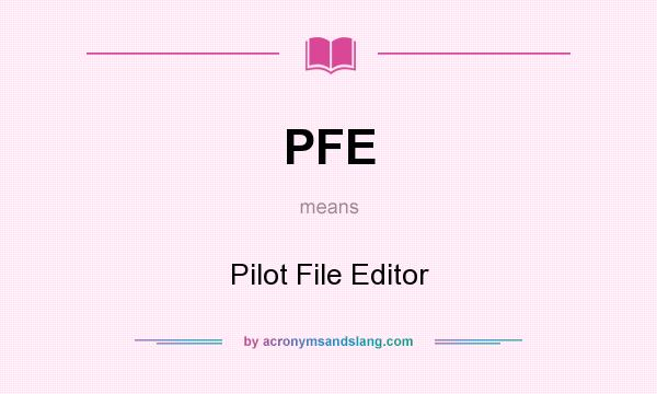 What does PFE mean? It stands for Pilot File Editor