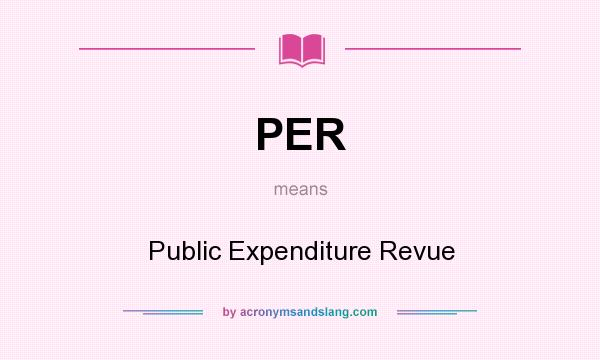 What does PER mean? It stands for Public Expenditure Revue