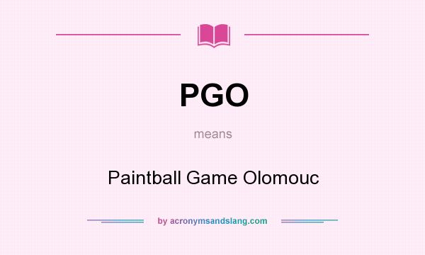 What does PGO mean? It stands for Paintball Game Olomouc