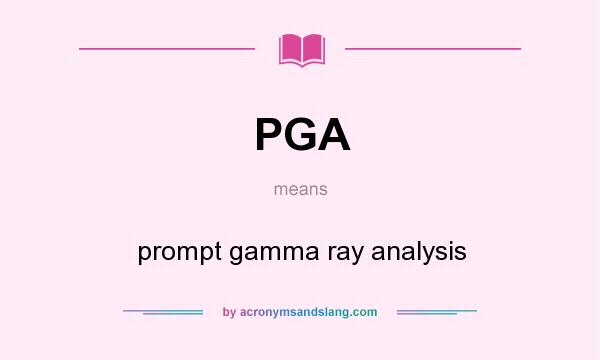 What does PGA mean? It stands for prompt gamma ray analysis