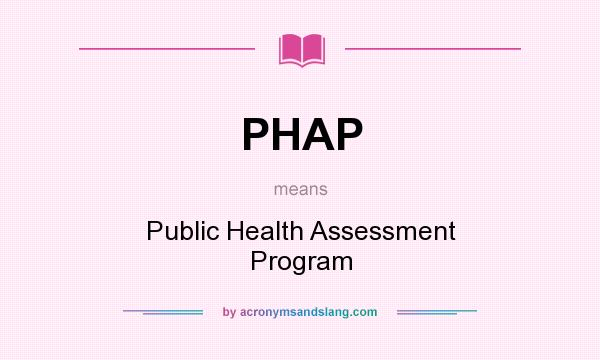 What does PHAP mean? It stands for Public Health Assessment Program