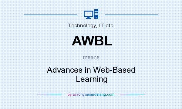 What does AWBL mean? It stands for Advances in Web-Based Learning
