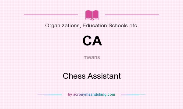 What does CA mean? It stands for Chess Assistant