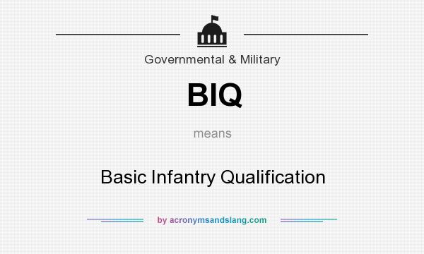 What does BIQ mean? It stands for Basic Infantry Qualification
