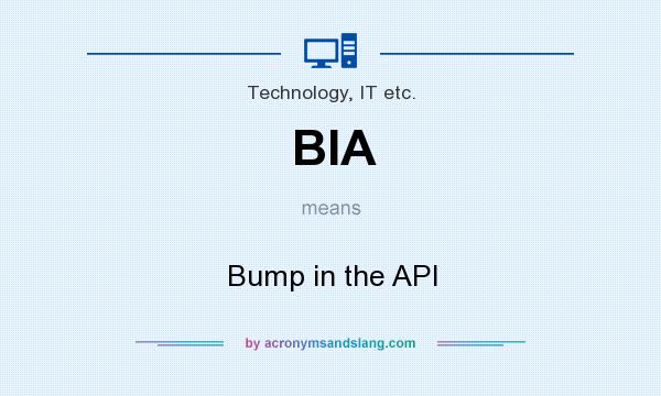 What does BIA mean? It stands for Bump in the API
