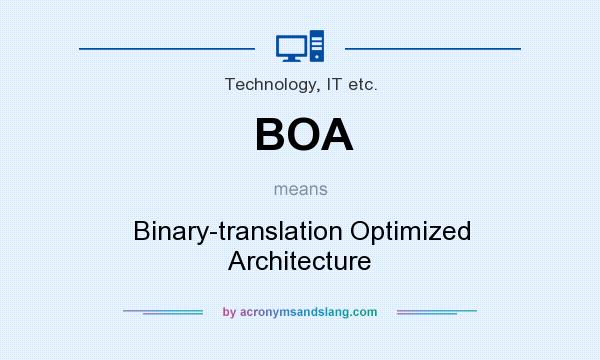 What does BOA mean? It stands for Binary-translation Optimized Architecture