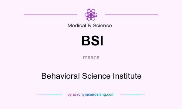 What does BSI mean? It stands for Behavioral Science Institute
