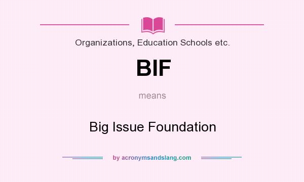What does BIF mean? It stands for Big Issue Foundation