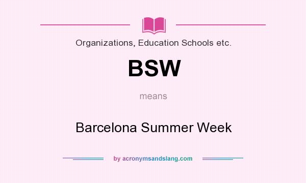 What does BSW mean? It stands for Barcelona Summer Week