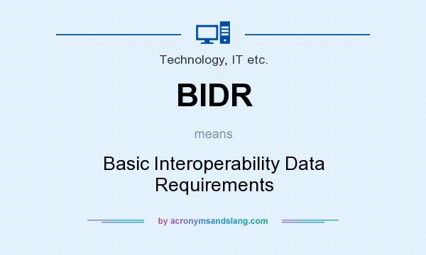What does BIDR mean? It stands for Basic Interoperability Data Requirements