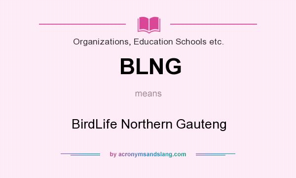 What does BLNG mean? It stands for BirdLife Northern Gauteng