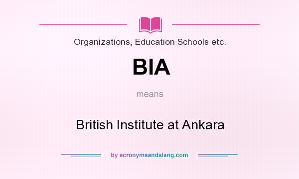 What does BIA mean? It stands for British Institute at Ankara