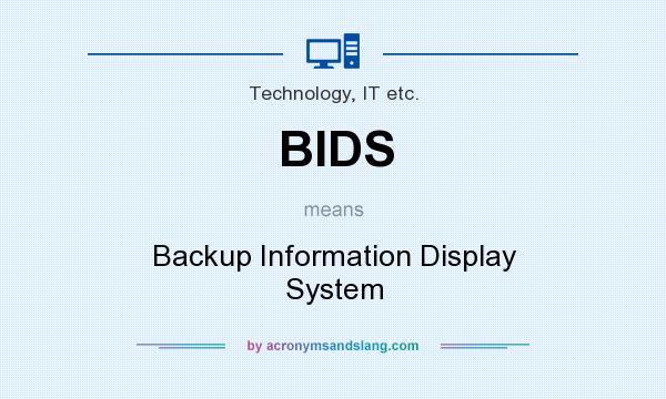 What does BIDS mean? It stands for Backup Information Display System