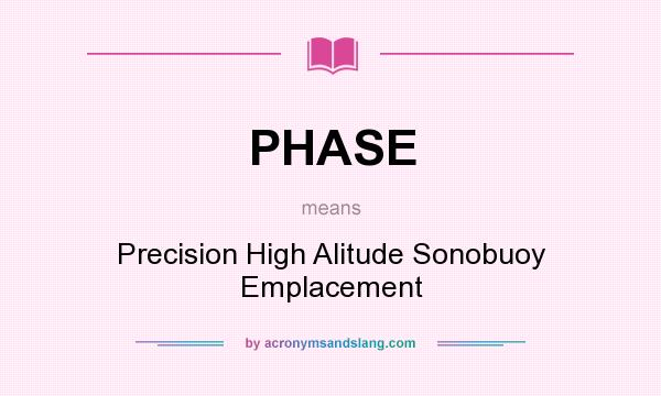 What does PHASE mean? It stands for Precision High Alitude Sonobuoy Emplacement