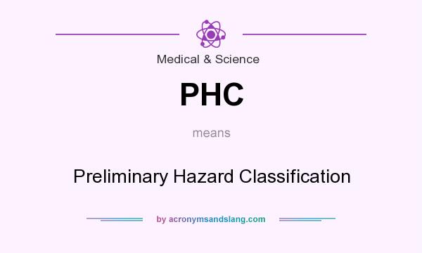 What does PHC mean? It stands for Preliminary Hazard Classification