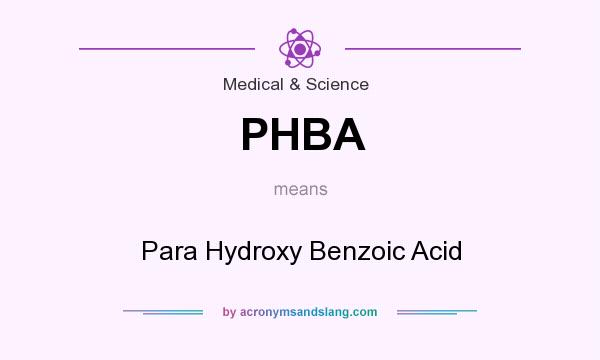 What does PHBA mean? It stands for Para Hydroxy Benzoic Acid