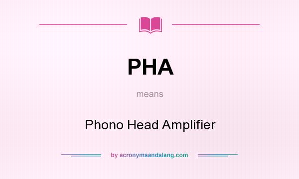 What does PHA mean? It stands for Phono Head Amplifier