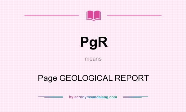 What does PgR mean? It stands for Page GEOLOGICAL REPORT