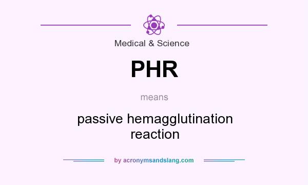 What does PHR mean? It stands for passive hemagglutination reaction