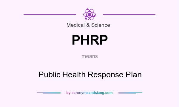What does PHRP mean? It stands for Public Health Response Plan