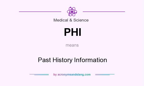 What does PHI mean? It stands for Past History Information
