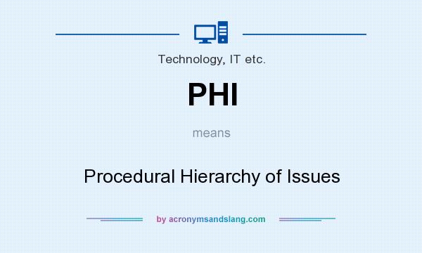 What does PHI mean? It stands for Procedural Hierarchy of Issues