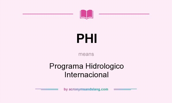 What does PHI mean? It stands for Programa Hidrologico Internacional
