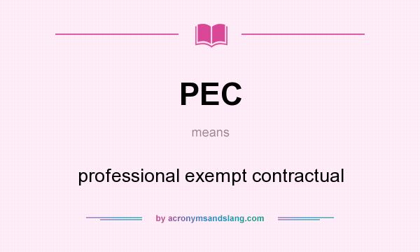 What does PEC mean? It stands for professional exempt contractual
