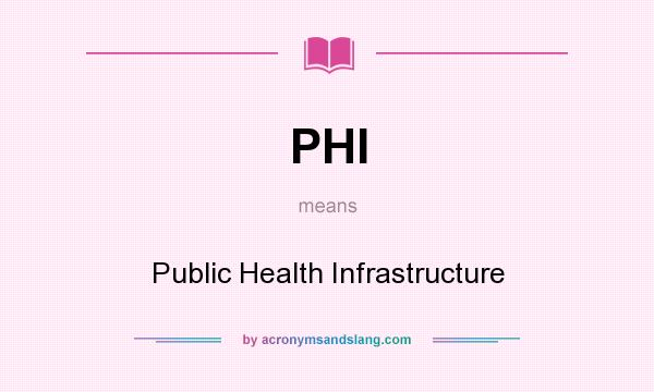 What does PHI mean? It stands for Public Health Infrastructure