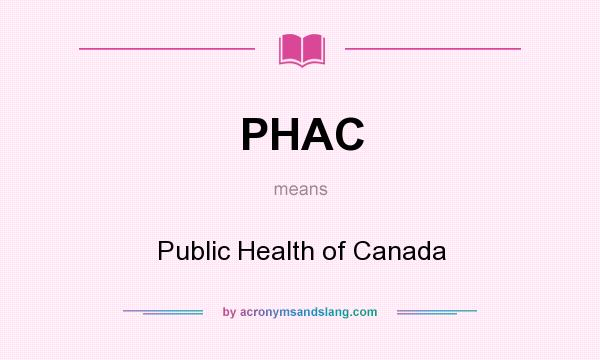 What does PHAC mean? It stands for Public Health of Canada