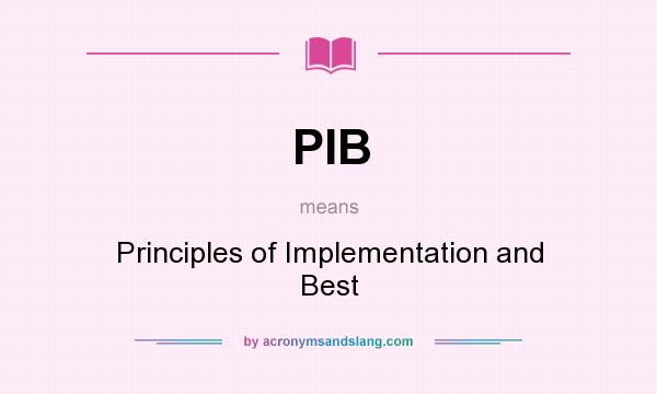 What does PIB mean? It stands for Principles of Implementation and Best