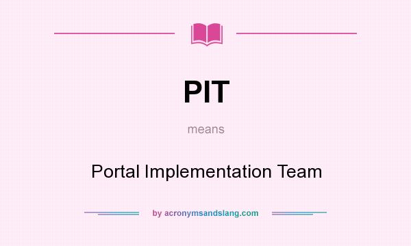 What does PIT mean? It stands for Portal Implementation Team