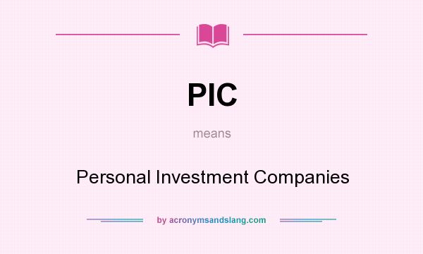 What does PIC mean? It stands for Personal Investment Companies