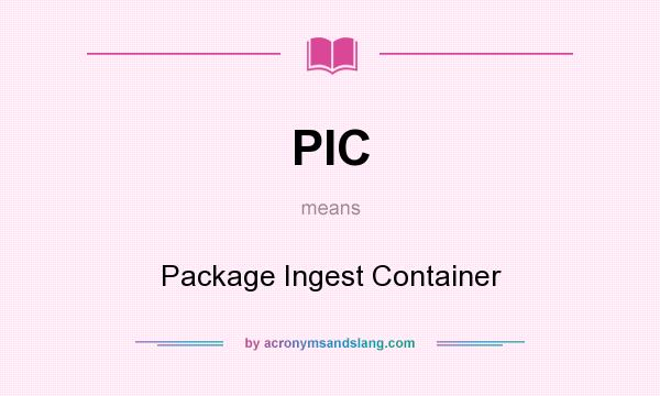 What does PIC mean? It stands for Package Ingest Container