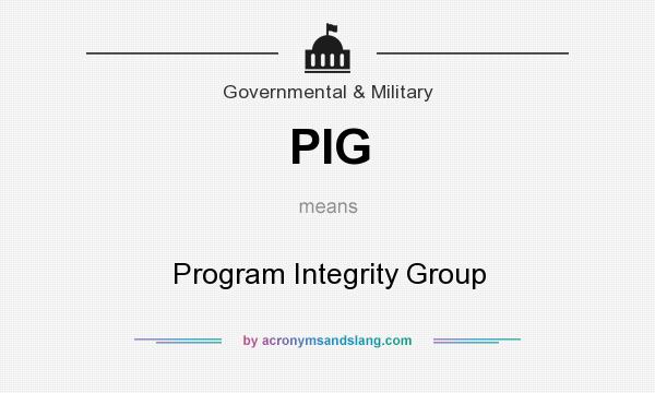 What does PIG mean? It stands for Program Integrity Group