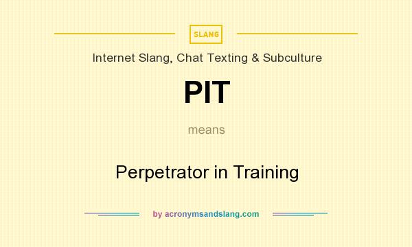 What does PIT mean? It stands for Perpetrator in Training