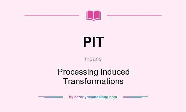 What does PIT mean? It stands for Processing Induced Transformations