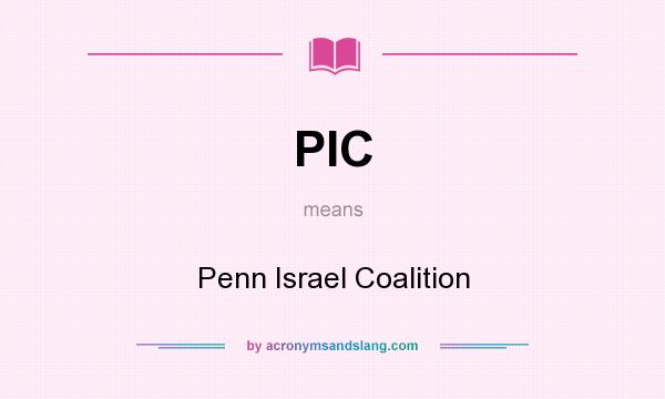 What does PIC mean? It stands for Penn Israel Coalition