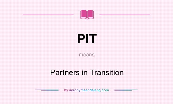 What does PIT mean? It stands for Partners in Transition