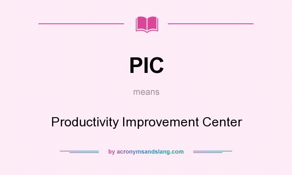 What does PIC mean? It stands for Productivity Improvement Center