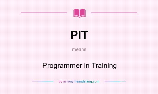 What does PIT mean? It stands for Programmer in Training