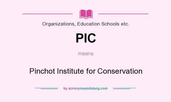 What does PIC mean? It stands for Pinchot Institute for Conservation