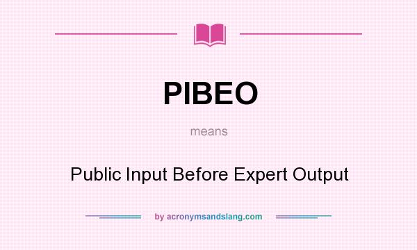 What does PIBEO mean? It stands for Public Input Before Expert Output